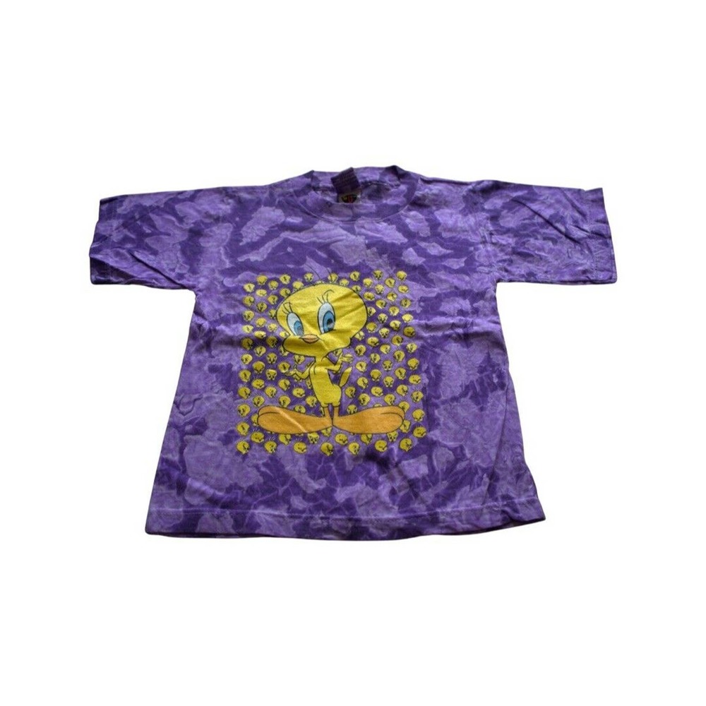 Vintage 90s 1997 Kids L Looney Tunes Cartoon Tweety Bird Shirt Tye Dye
